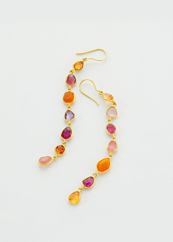 pippa small 18kt Gold New Day Mixed Stones Seven Drop Earrings