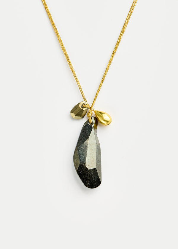 Pippa Small 18kt Gold Night Hematite & Pyrite Cluster On Cord