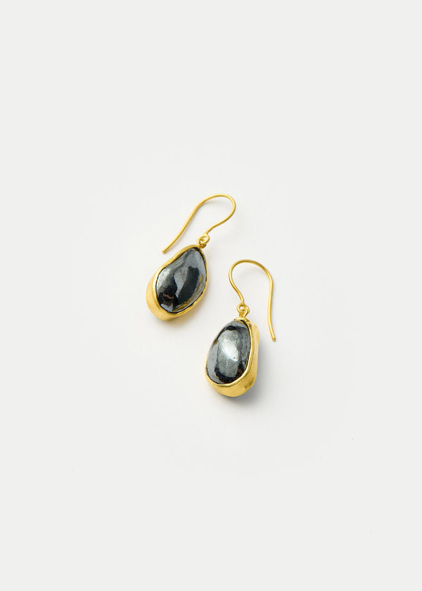 Pippa Small 18kt Gold Night Hematite Single Drop Earrings