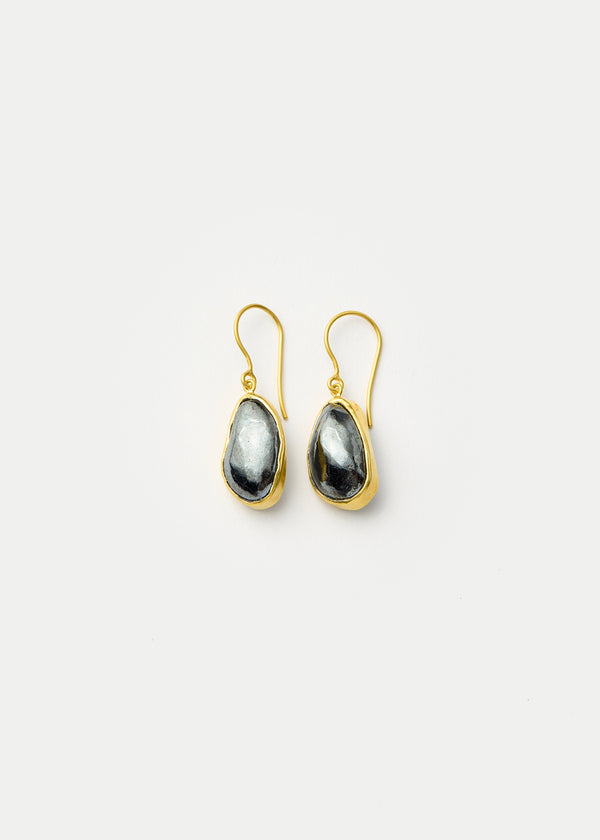 pippa small 18kt Gold Night Hematite Single Drop Earrings