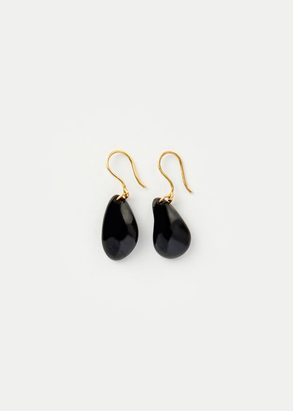 pippa small 18kt Gold Night Tumbled Black Onyx Single Drop Earrings