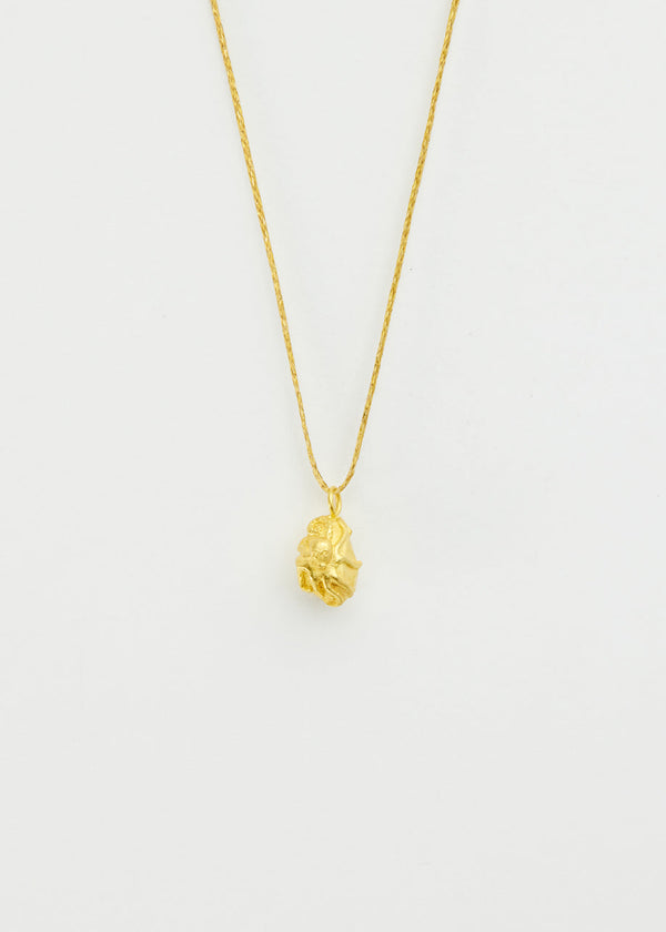 pippa small 18kt Gold Octopus on Rock Pendant on Cord