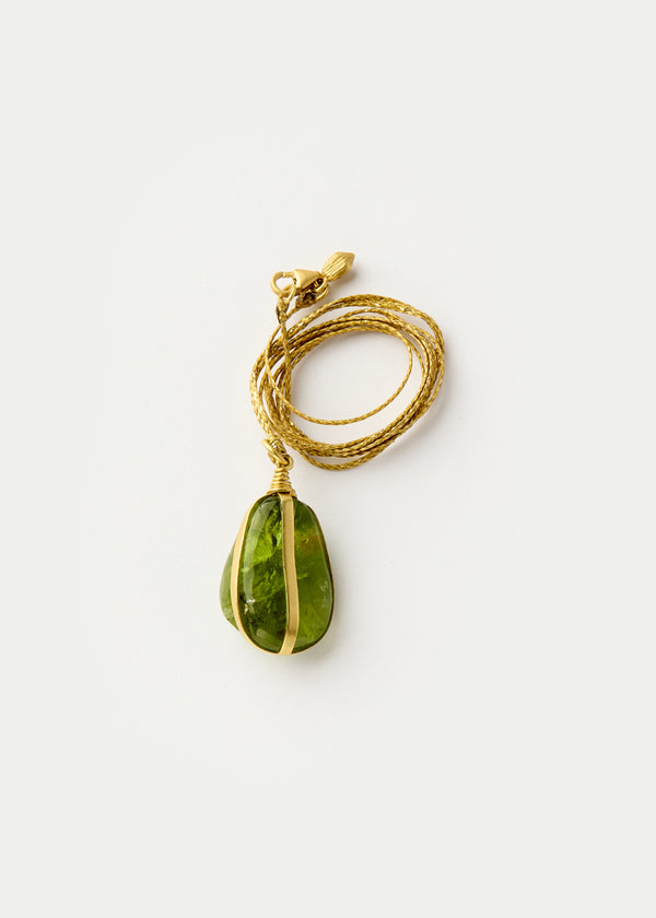 Pippa Small 18kt Gold Parcel Set Peridot Amulet On Cord
