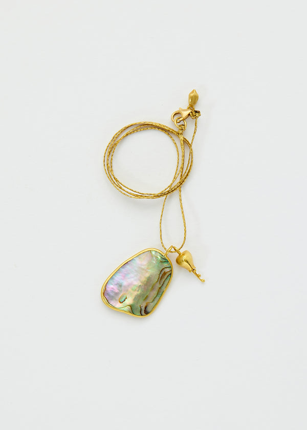Pippa Small 18kt Gold Paua Shell & Bluebell Amulets On Cord