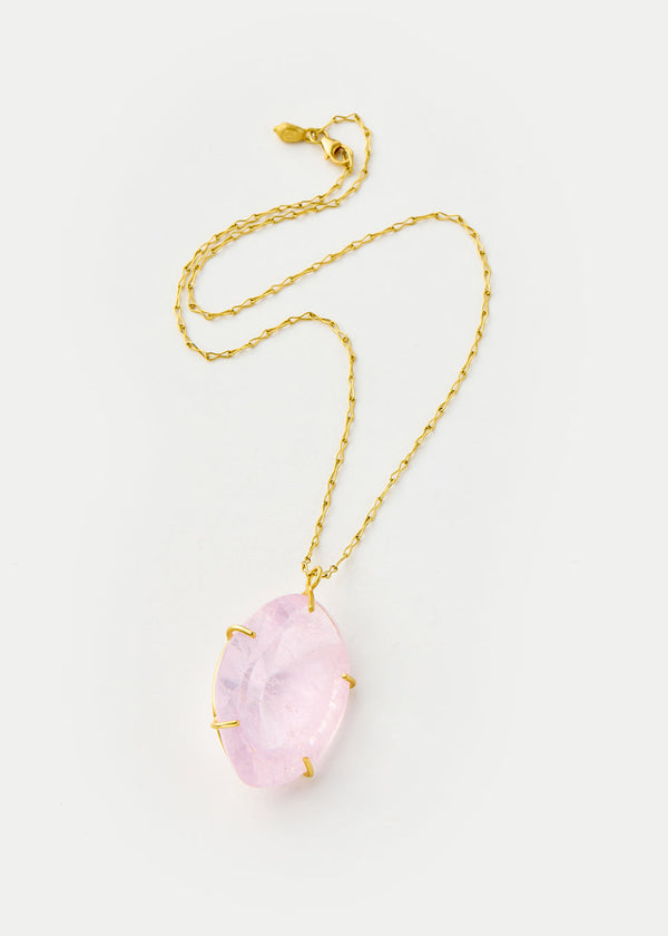 Pippa Small 18kt Gold Pink Agra Claw Set Kunzite Amulet On Chain