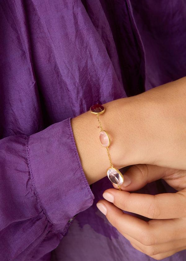Pippa Small 18kt Gold Pink Agra Five Stone Bracelet
