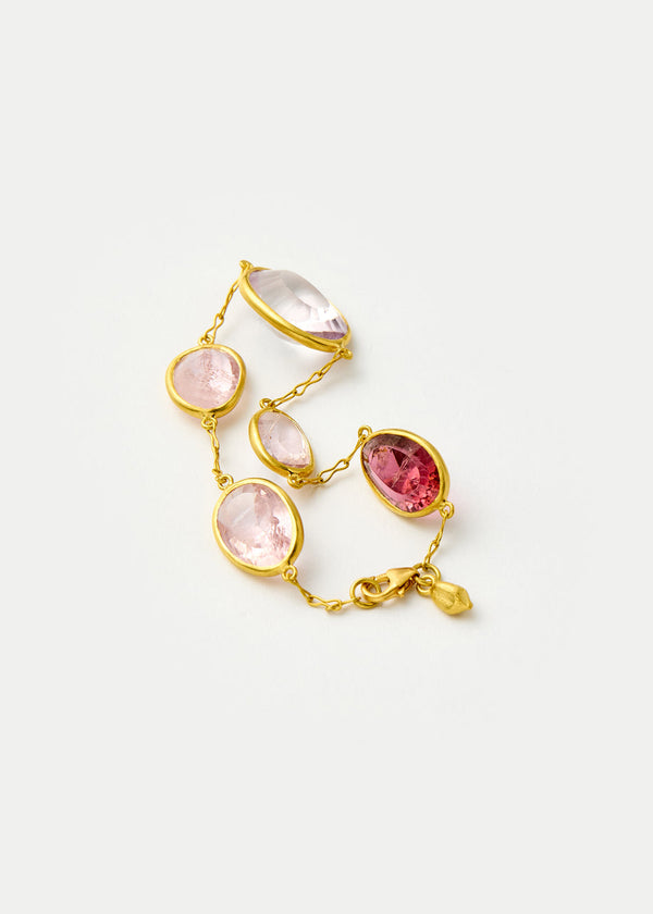 Pippa Small 18kt Gold Pink Agra Five Stone Bracelet