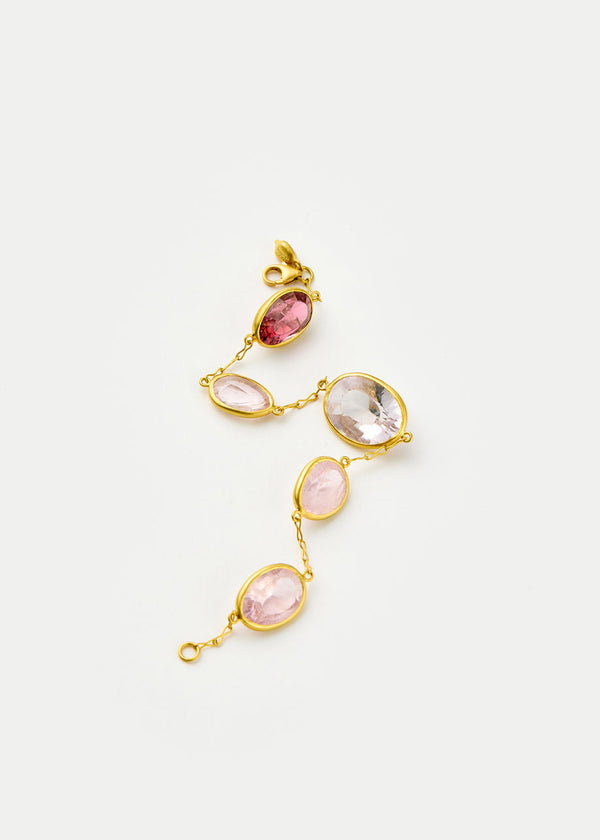 Pippa Small 18kt Gold Pink Agra Five Stone Bracelet