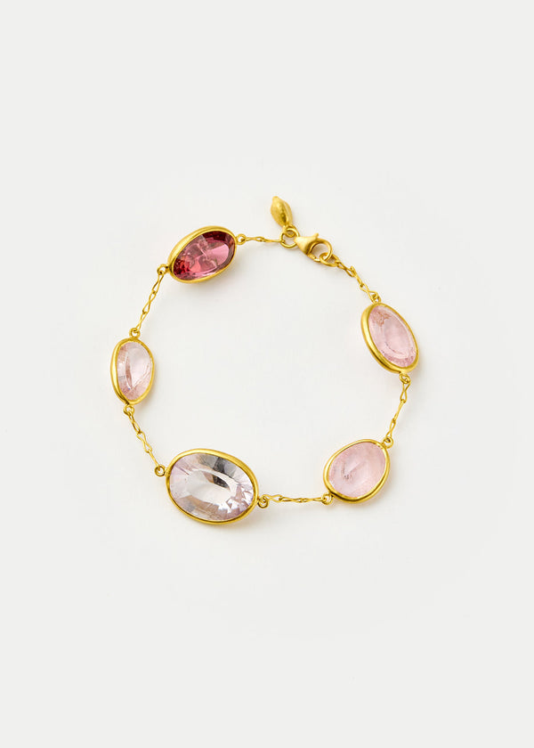 pippa small 18kt Gold Pink Agra Five Stone Bracelet