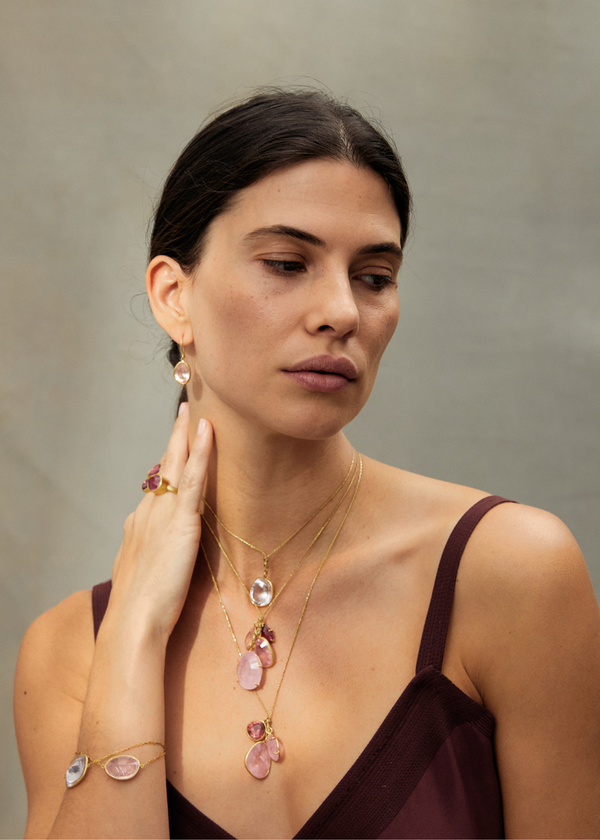 Pippa Small 18kt Gold Pink Agra Kunzite Single Stone Bracelet