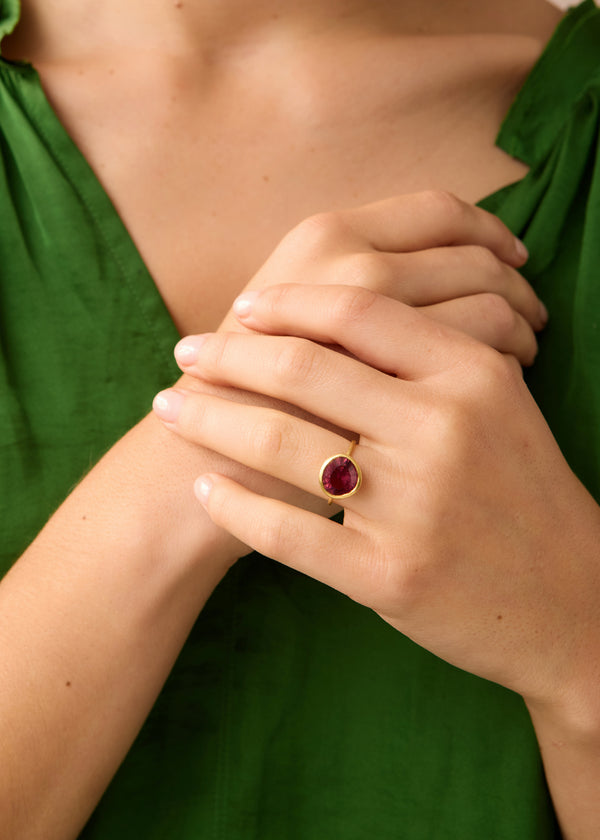 Pippa Small 18kt Gold Pink Agra Pink Tourmaline Cup Ring
