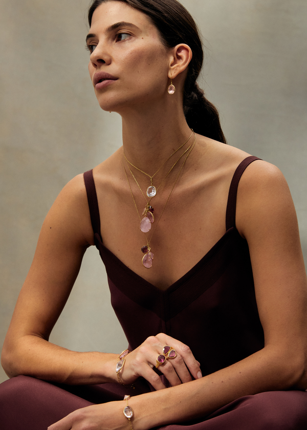 Pippa Small 18kt Gold Pink Agra Pink Tourmaline Double Greek Ring