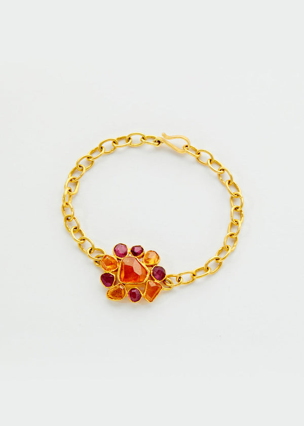 pippa small 18kt Gold Pink Tourmaline and Orange Garnet Garden Bracelet