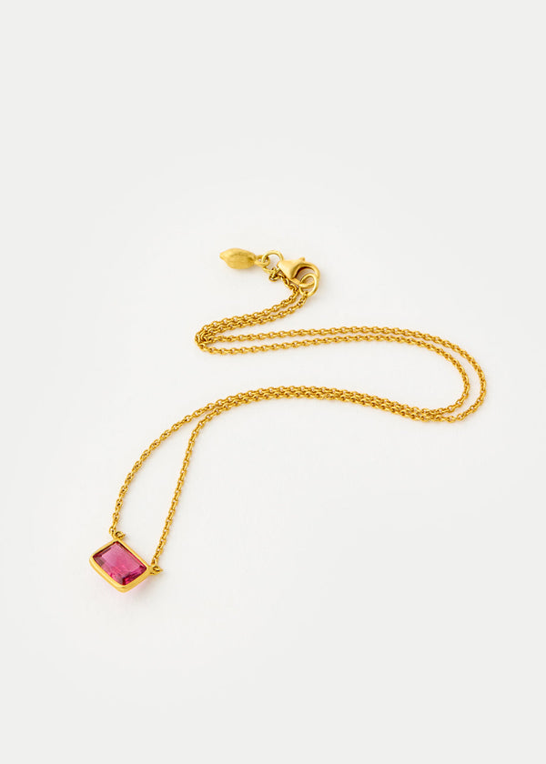 Pippa Small 18kt Gold Pink Tourmaline Baguette Necklace