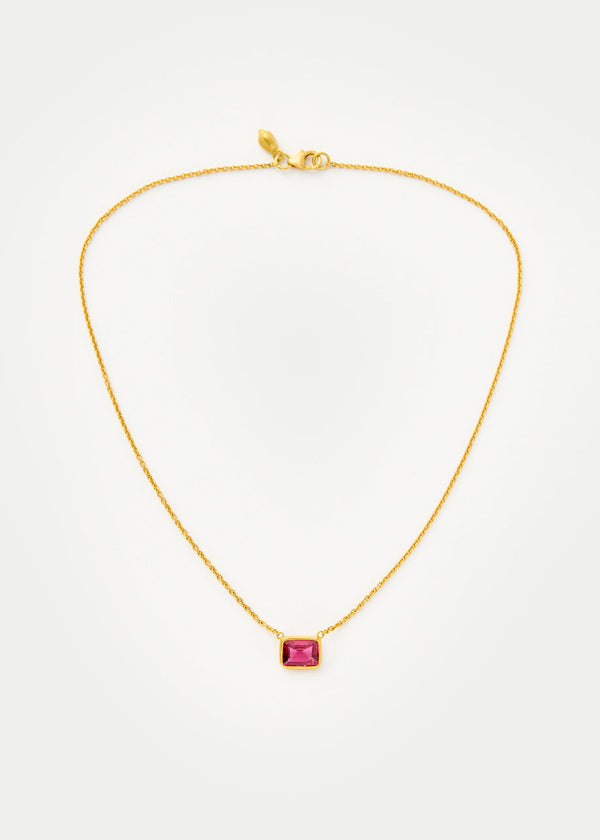 pippa small 18kt Gold Pink Tourmaline Baguette Necklace