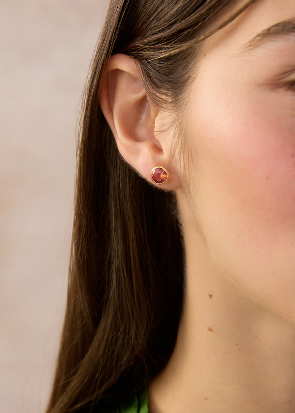 Pippa Small 18kt Gold Pink Tourmaline Classic Studs