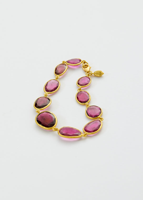 Pippa Small 18kt Gold Pink Tourmaline Full Stone Bracelet