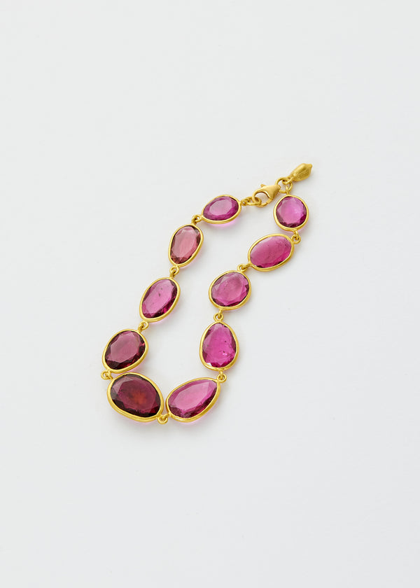 Pippa Small 18kt Gold Pink Tourmaline Full Stone Bracelet