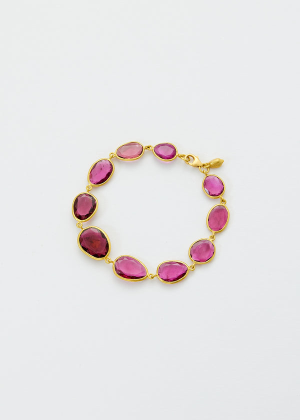 pippa small 18kt Gold Pink Tourmaline Full Stone Bracelet