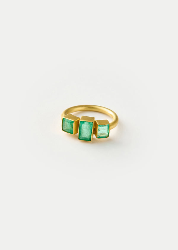 pippa small 18kt Gold PSTM Afghanistan Emerald Subah Ring