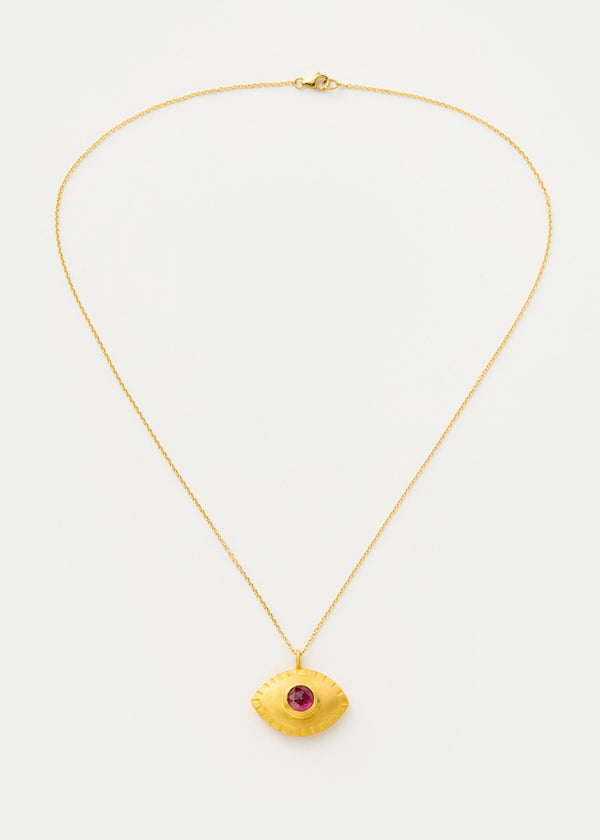 pippa small 18kt Gold PSTM Jordan Pink Tourmaline Eye Necklace