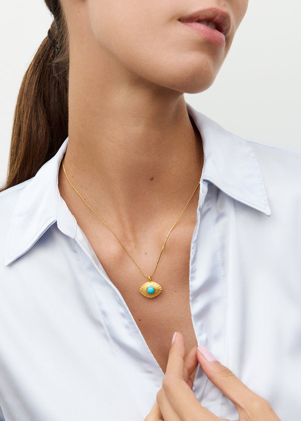 Pippa Small 18kt Gold PSTM Jordan Turquoise Eye Necklace