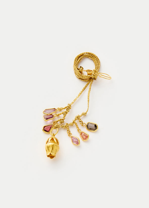 Pippa Small 18kt Gold PSTM Myanmar Aurora Bell Flower & Spinel Cluster On Cord