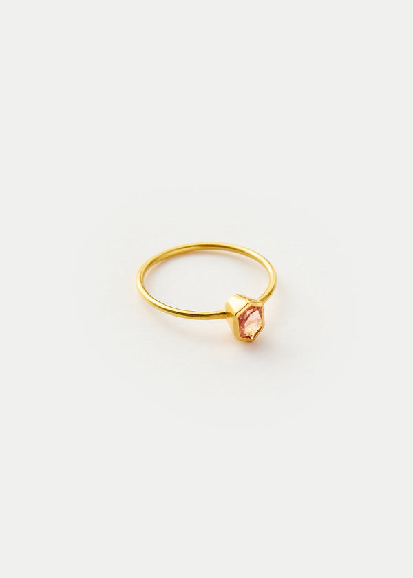 Pippa Small 18kt Gold PSTM Myanmar Aurora Peach Spinel Cup Ring