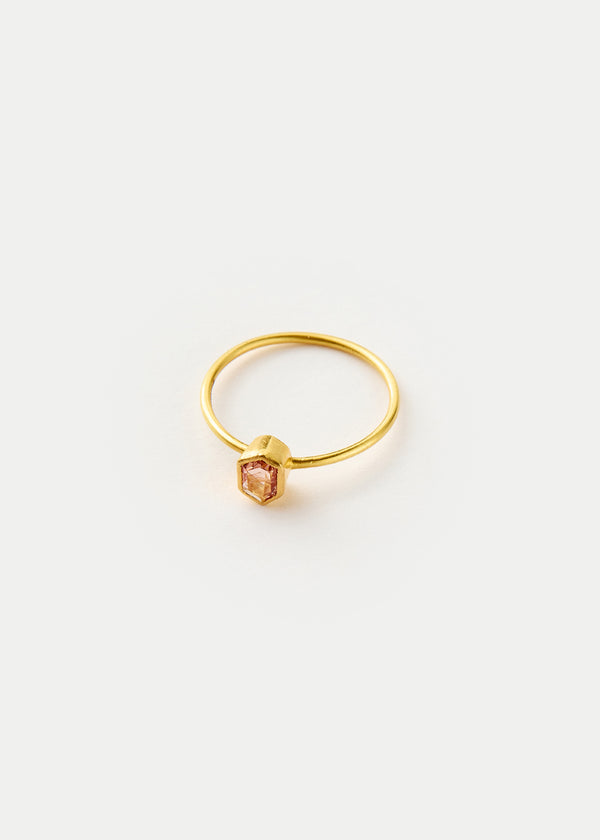pippa small 18kt Gold PSTM Myanmar Aurora Peach Spinel Cup Ring