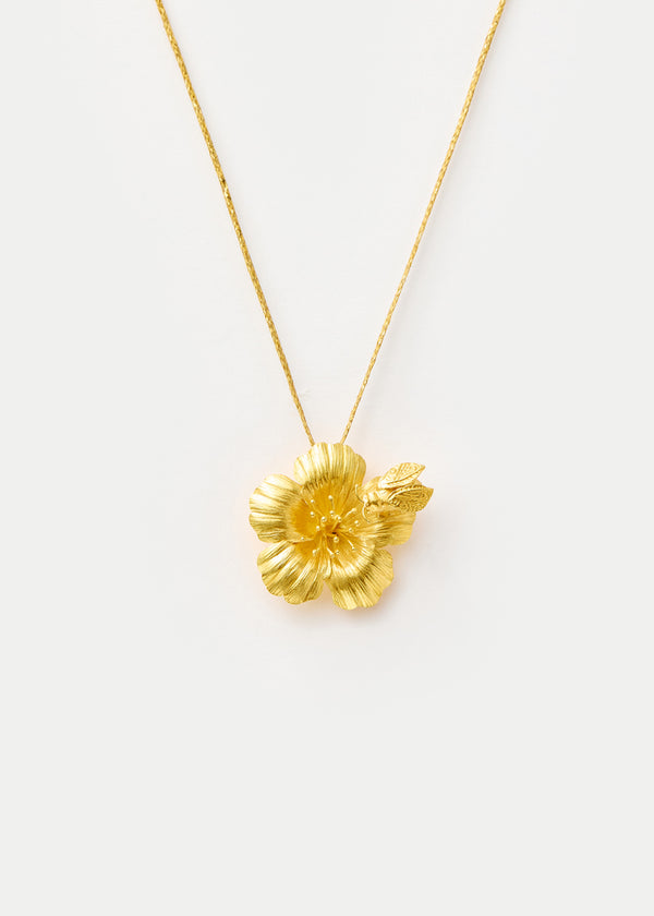 Pippa Small 18kt Gold PSTM Myanmar Bee On Flower Pendant On Cord