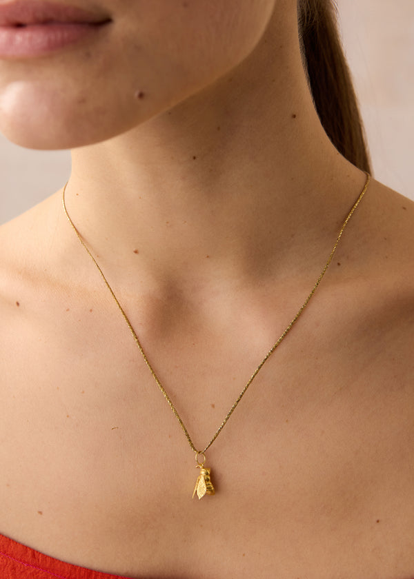 Pippa Small 18kt Gold PSTM Myanmar Bee Pendant On Cord