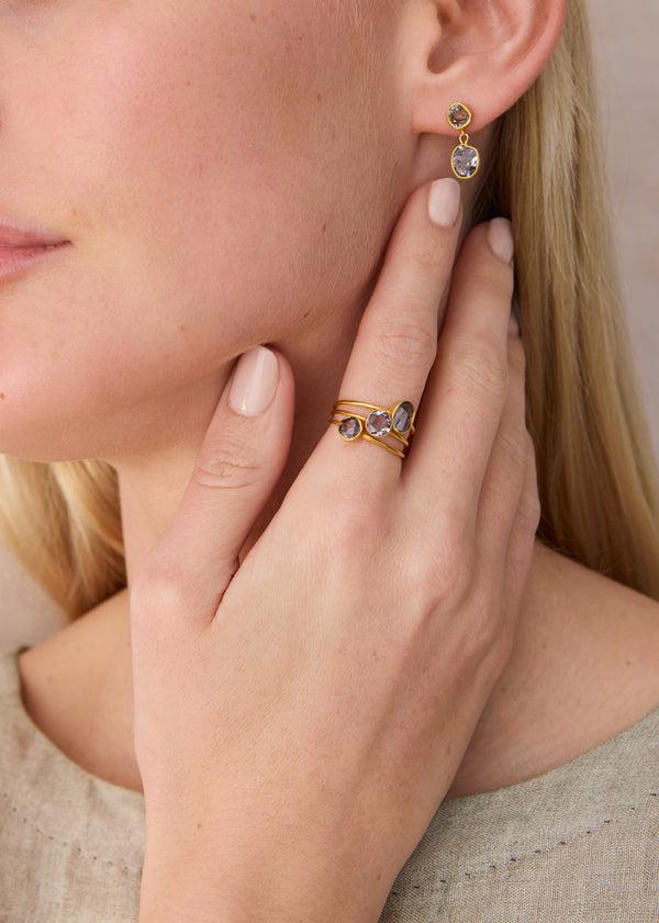 Pippa Small 18kt Gold PSTM Myanmar Dark Grey Spinel Cup Ring