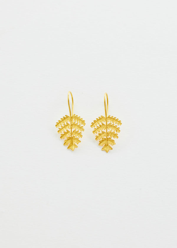 Pippa Small 18kt Gold PSTM Myanmar Fern Leaf Earrings