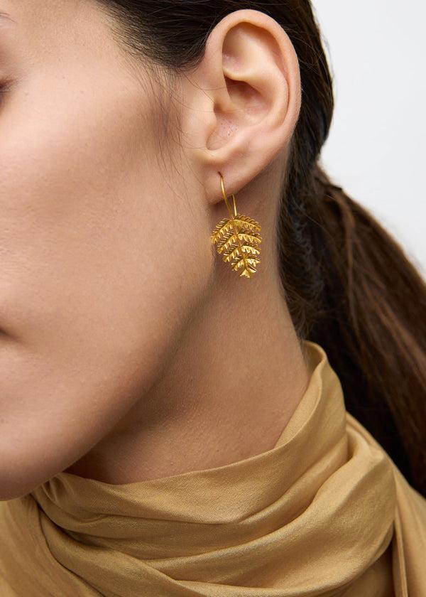 Pippa Small 18kt Gold PSTM Myanmar Fern Leaf Earrings
