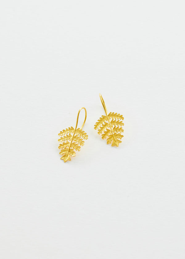 pippa small 18kt Gold PSTM Myanmar Fern Leaf Earrings