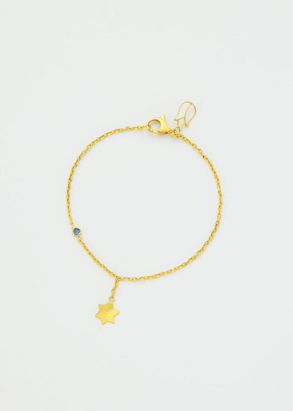 pippa small 18kt Gold PSTM Myanmar Nila Single Star Drop & Sapphire Bracelet