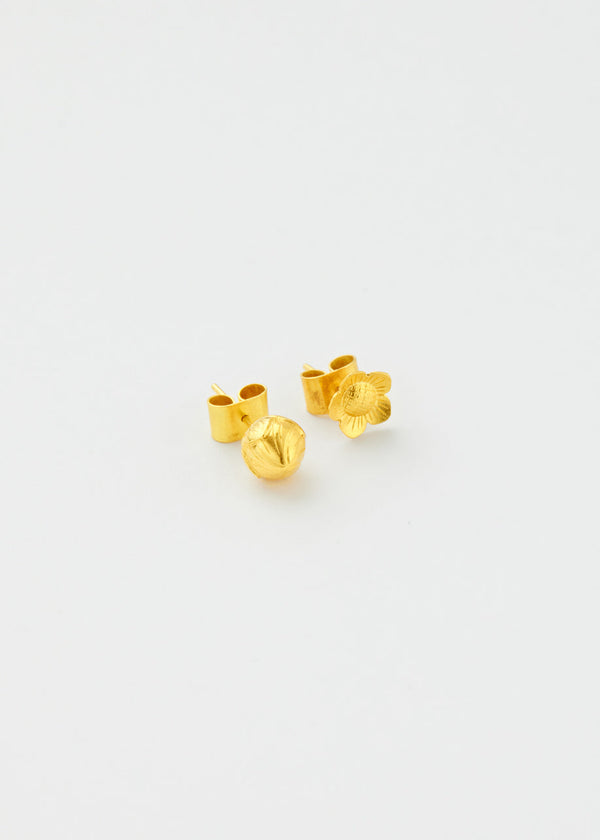 Pippa Small 18kt Gold PSTM Myanmar Nyunt Flower And Bud Studs