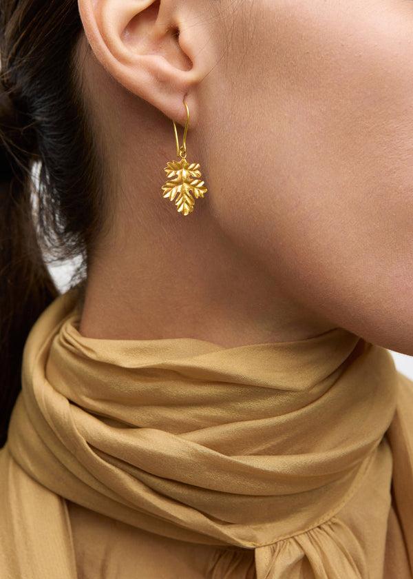 Pippa Small 18kt Gold PSTM Myanmar Oak Leaf Earrings