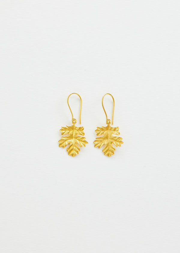 Pippa Small 18kt Gold PSTM Myanmar Oak Leaf Earrings