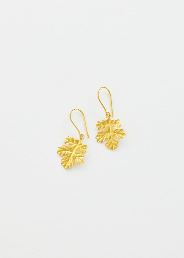 pippa small 18kt Gold PSTM Myanmar Oak Leaf Earrings