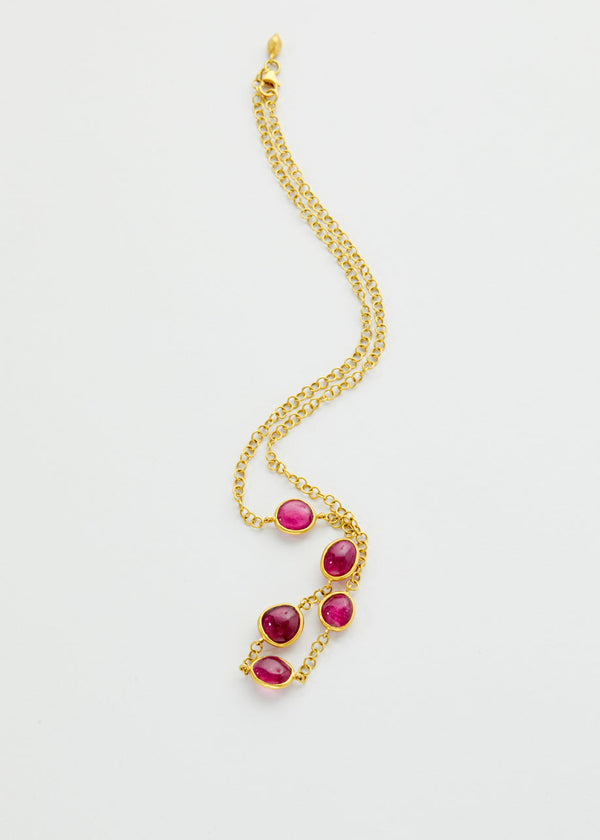 Pippa Small 18kt Gold PSTM Myanmar Pink Tourmaline Chain Necklace