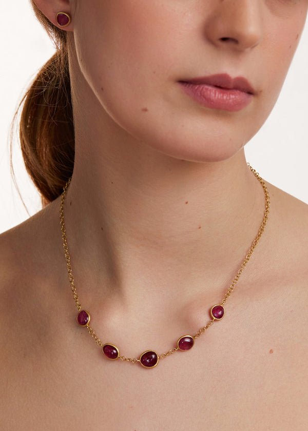 Pippa Small 18kt Gold PSTM Myanmar Pink Tourmaline Chain Necklace
