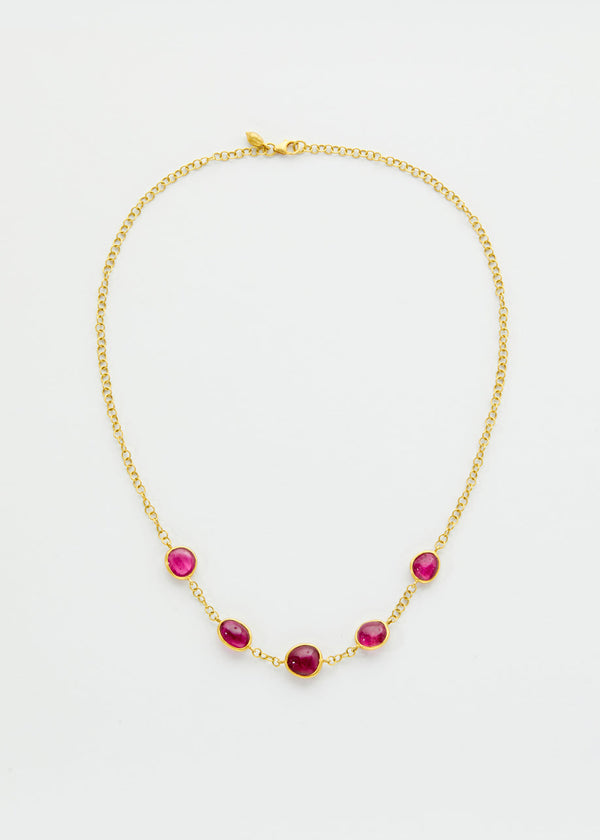 pippa small 18kt Gold PSTM Myanmar Pink Tourmaline Chain Necklace