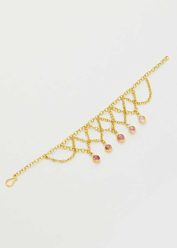 Pippa Small 18kt Gold PSTM Myanmar Pink Tourmaline Raindrop Bracelet