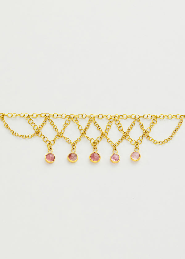 Pippa Small 18kt Gold PSTM Myanmar Pink Tourmaline Raindrop Bracelet
