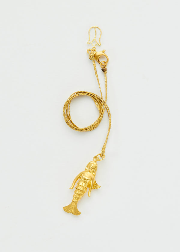 Pippa Small 18kt Gold PSTM Myanmar Poseidon's Waves Mermaid Pendant On Cord