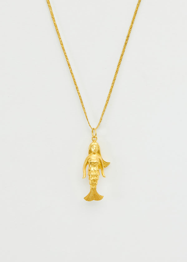 pippa small 18kt Gold PSTM Myanmar Poseidon's Waves Mermaid Pendant on Cord