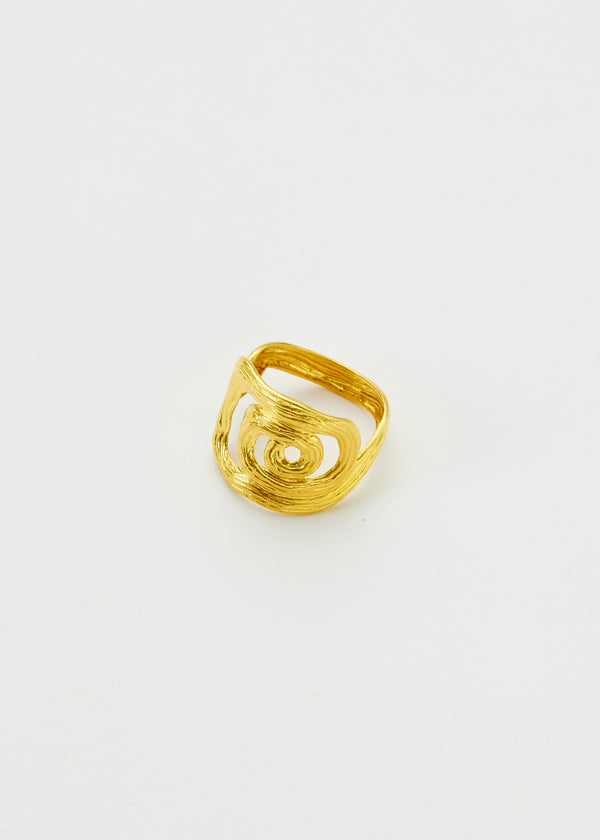 Pippa Small 18kt Gold PSTM Myanmar Poseidon's Waves Square Ring