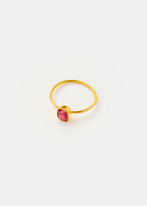 Pippa Small 18kt Gold PSTM Myanmar Red Spinel Square Cup Ring