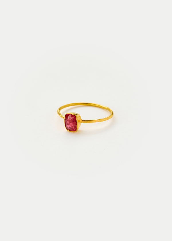 pippa small 18kt Gold PSTM Myanmar Red Spinel Square Cup Ring